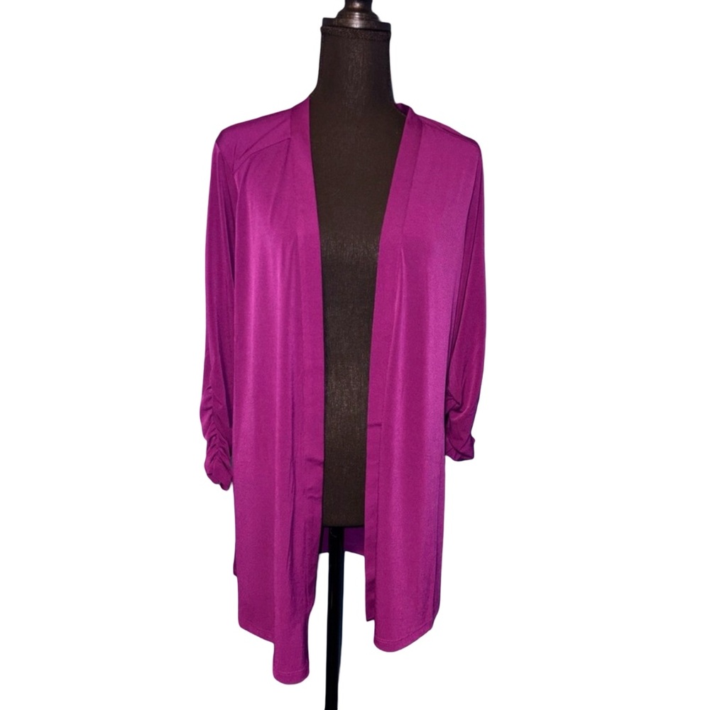 Susan Graver liquid knit purple long sleeve blouse sz m
